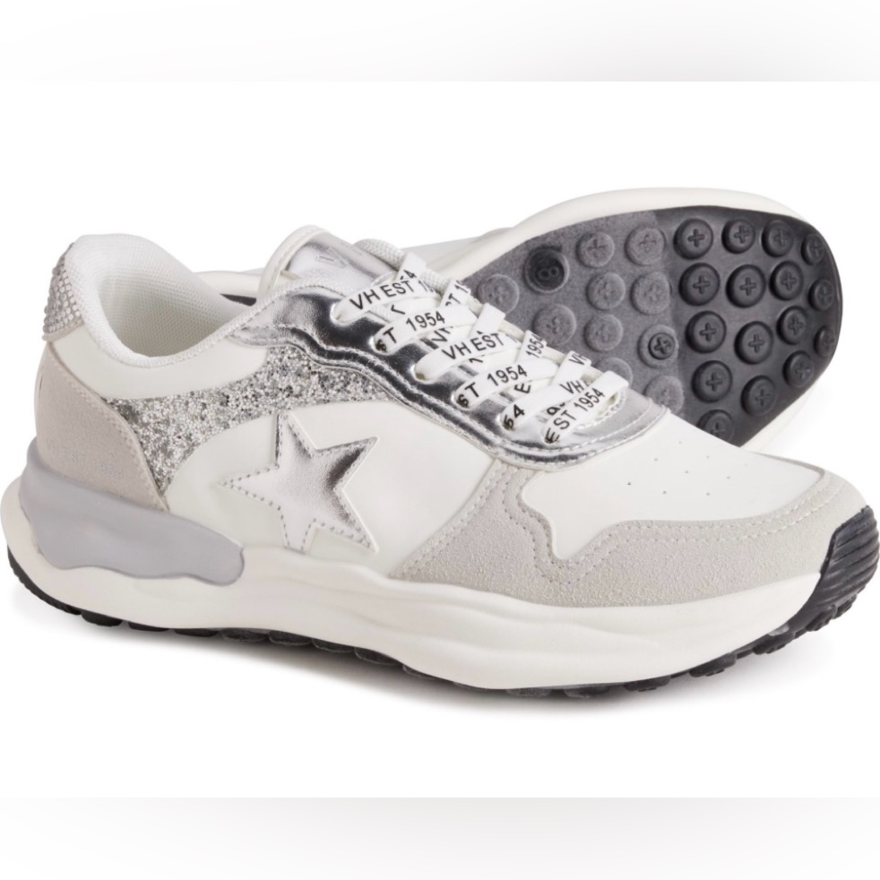 Vintage Havana Star Diamond Crystal Glitter Run Fashion Sneakers Silver Sz 8 New